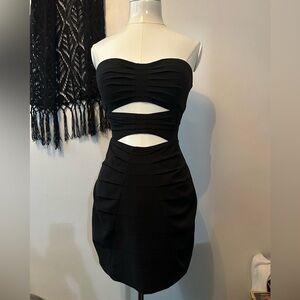 Ark & Co Black Strapless Cut Out Bodycon Dress